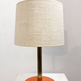 Mid-century modern leather and brass table lamp