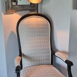 Black and beige & gold voltaire armchair