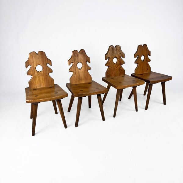 Lot de 4 chaises « Tirol » en chêne du milieu du siècle, années 1960