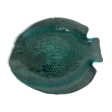 Vintage plate shaped of Arcoroc fish France turquoise