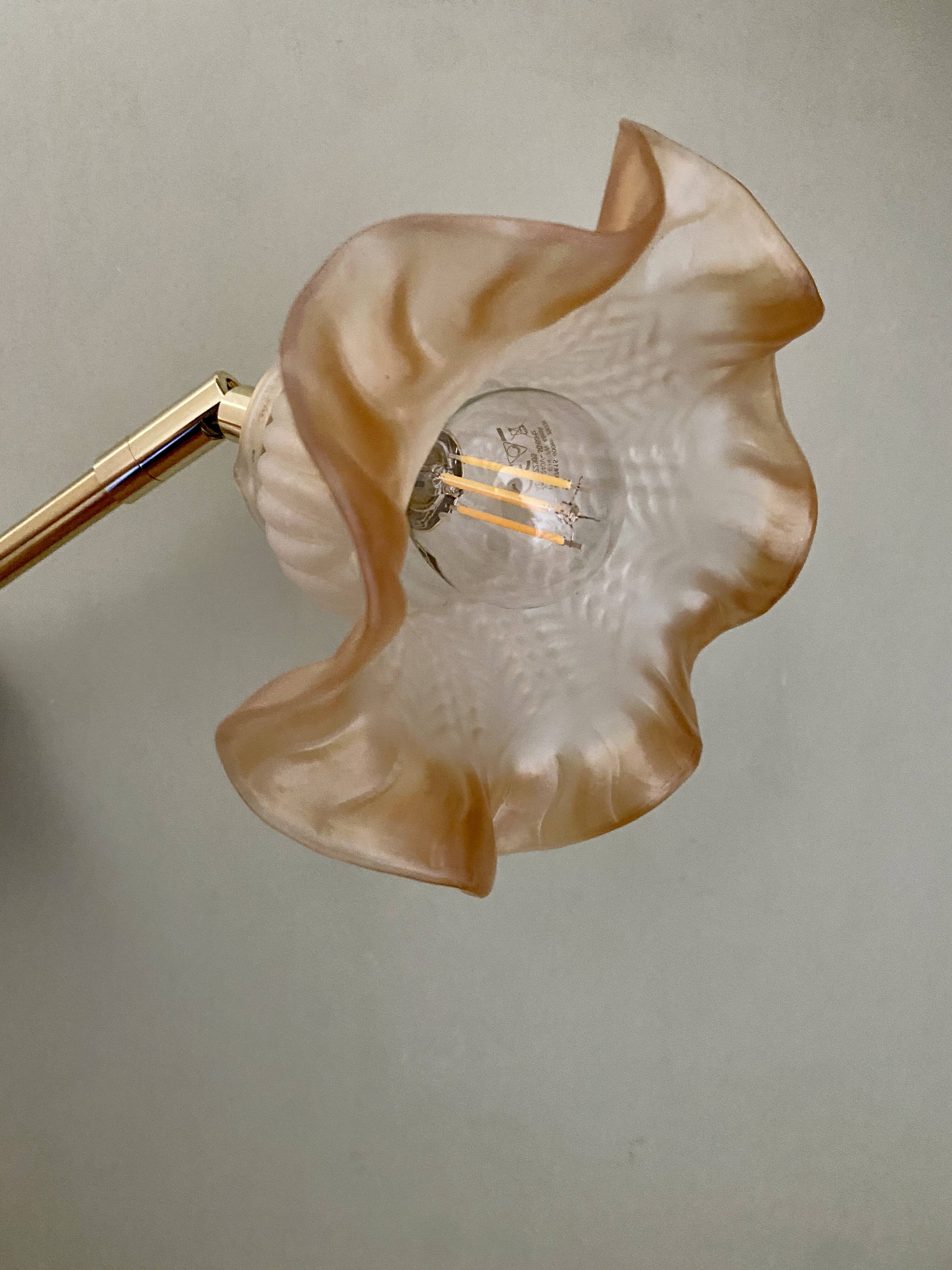 Vintage frosted glass tulip wall lamp