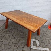 Dining Set of 5 Chairs and Table in Solid Wood - Brutalist, Wabi-Sabi, Japandi Style