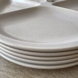 5 vintage beige fondue plates Le Creuset