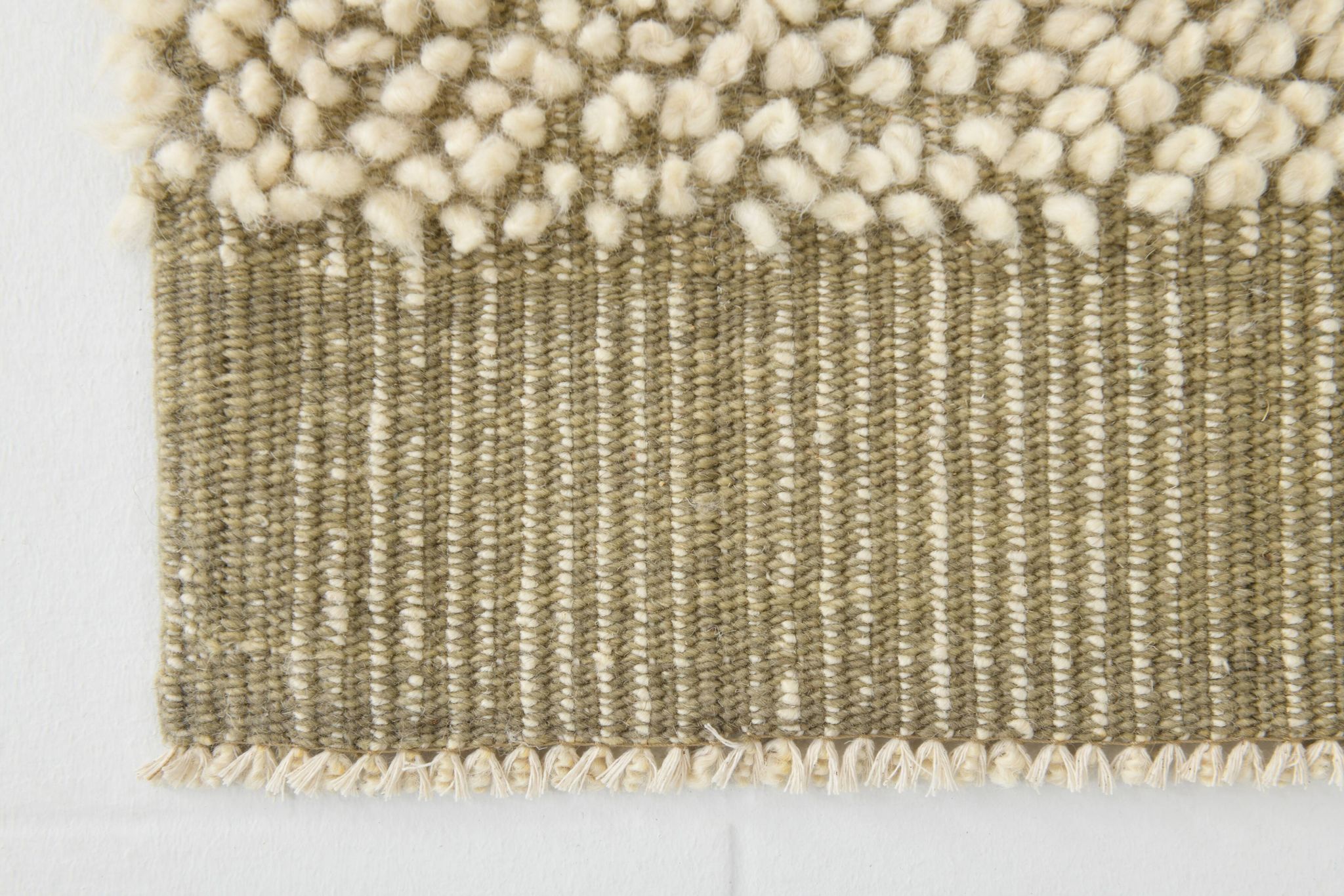 4x7 Army Green & Beige Modern Kilim Rug, 130x215Cm