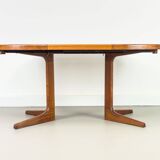 Table à manger ronde en teck danois avec rallonge, années 1970