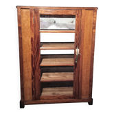 Vitrine ancienne de magasin – Bois de pin – Années 1920/30 – Sur roulettes