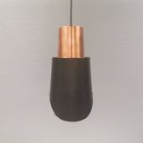 Hanging lamp in copper and black lacquered metal by Bent Karlby for Lyfa