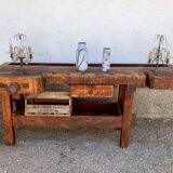 Ancien etabli de menuisier en bois massif fin xixeme