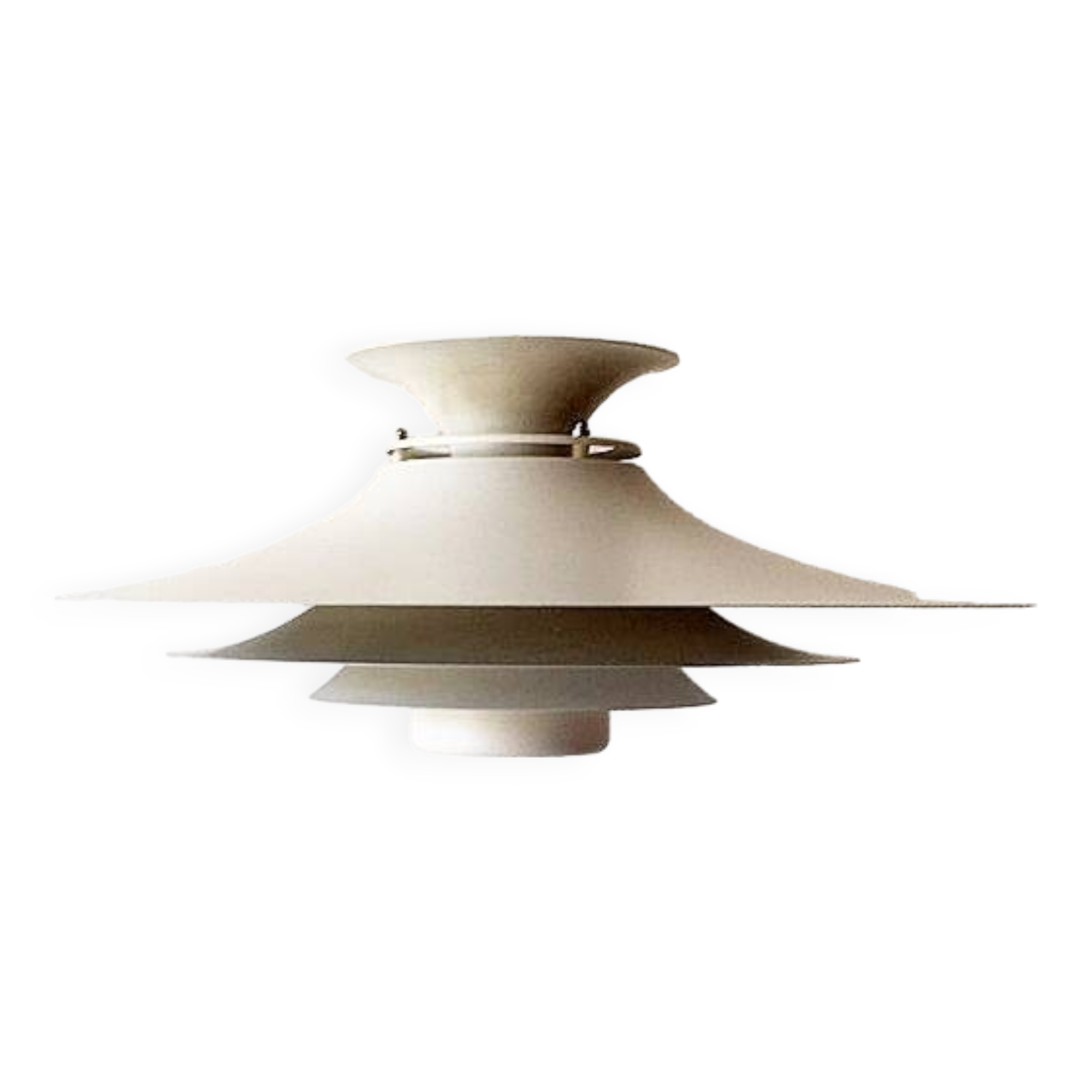 Danish beige metal pendant light, 1960