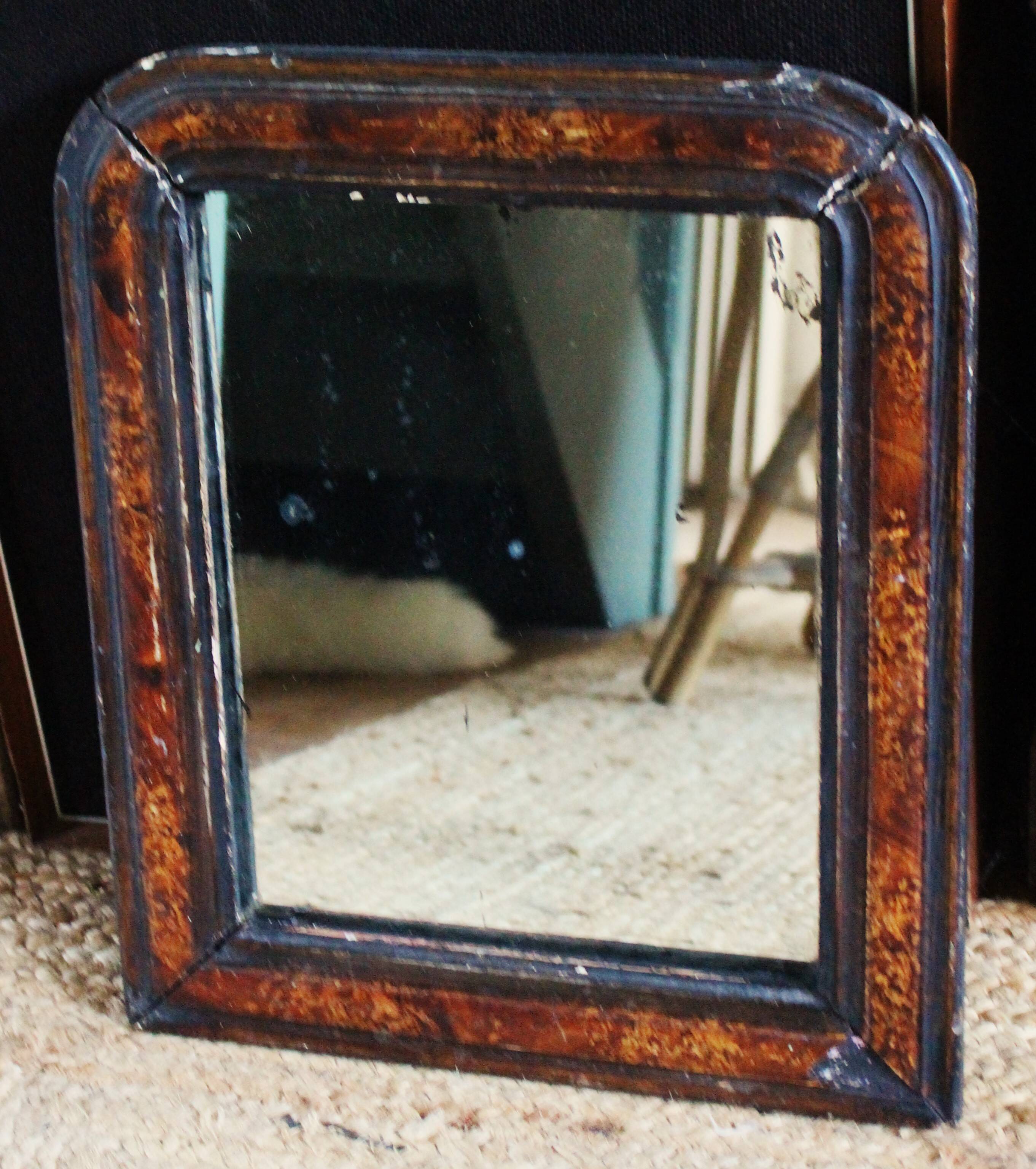Miroir ancien Louis Philippe noir et marron