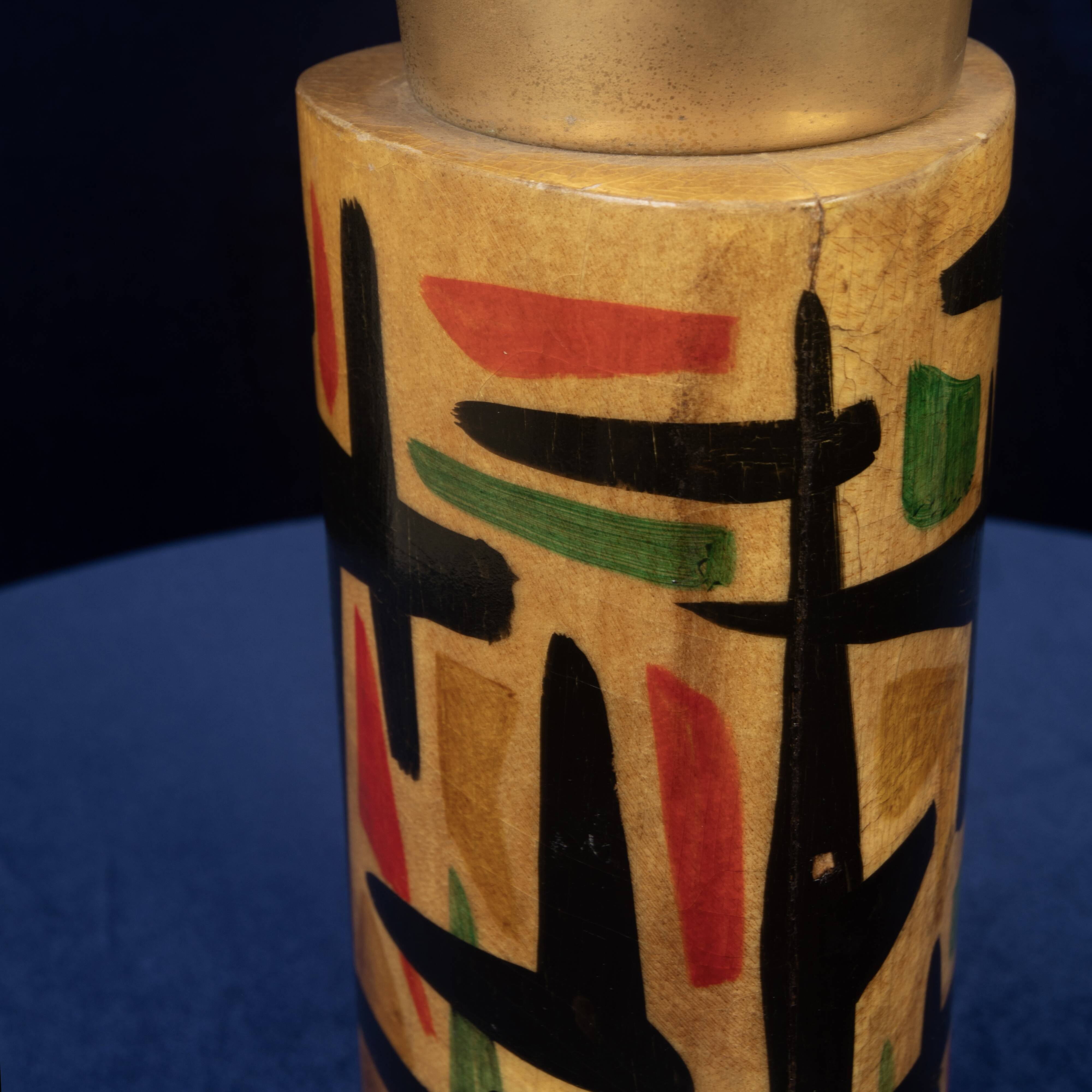 Aldo Tura Mod. 796D Parchment Thermos with Abstract Decoration, 1940