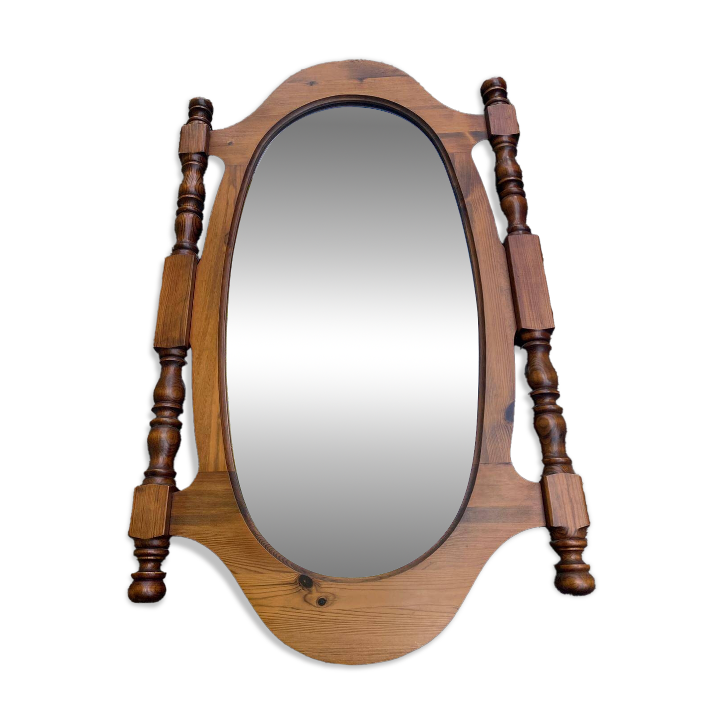 Vintage oval mirror in solid wood 1960 120x70