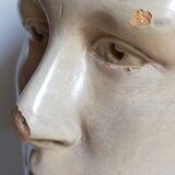 Bust of a woman "the elegant"XIXth in painted plaster signed on its solid wood base