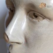 Bust of a woman "the elegant"XIXth in painted plaster signed on its solid wood base