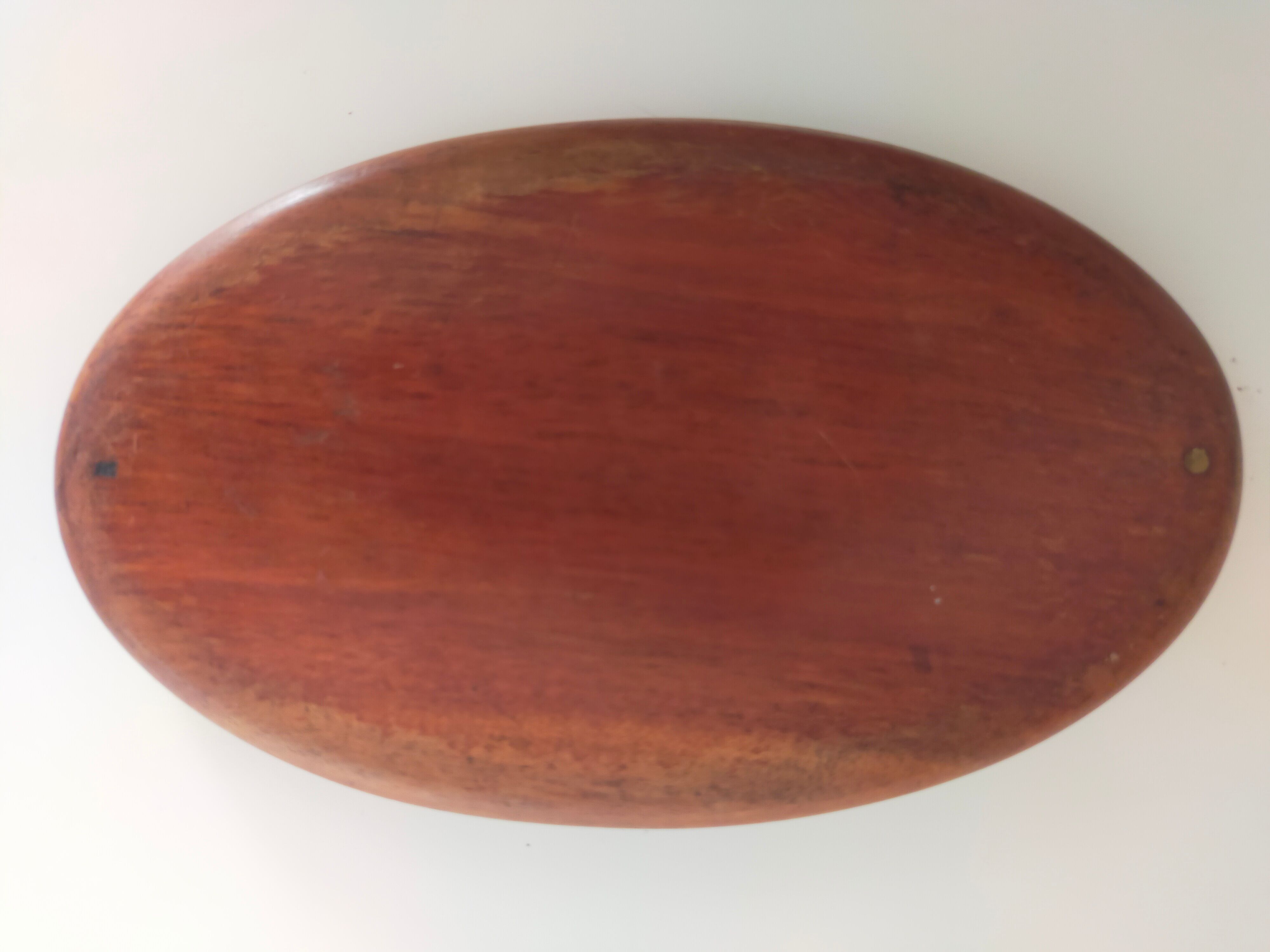 Vintage wooden travel mirror signed