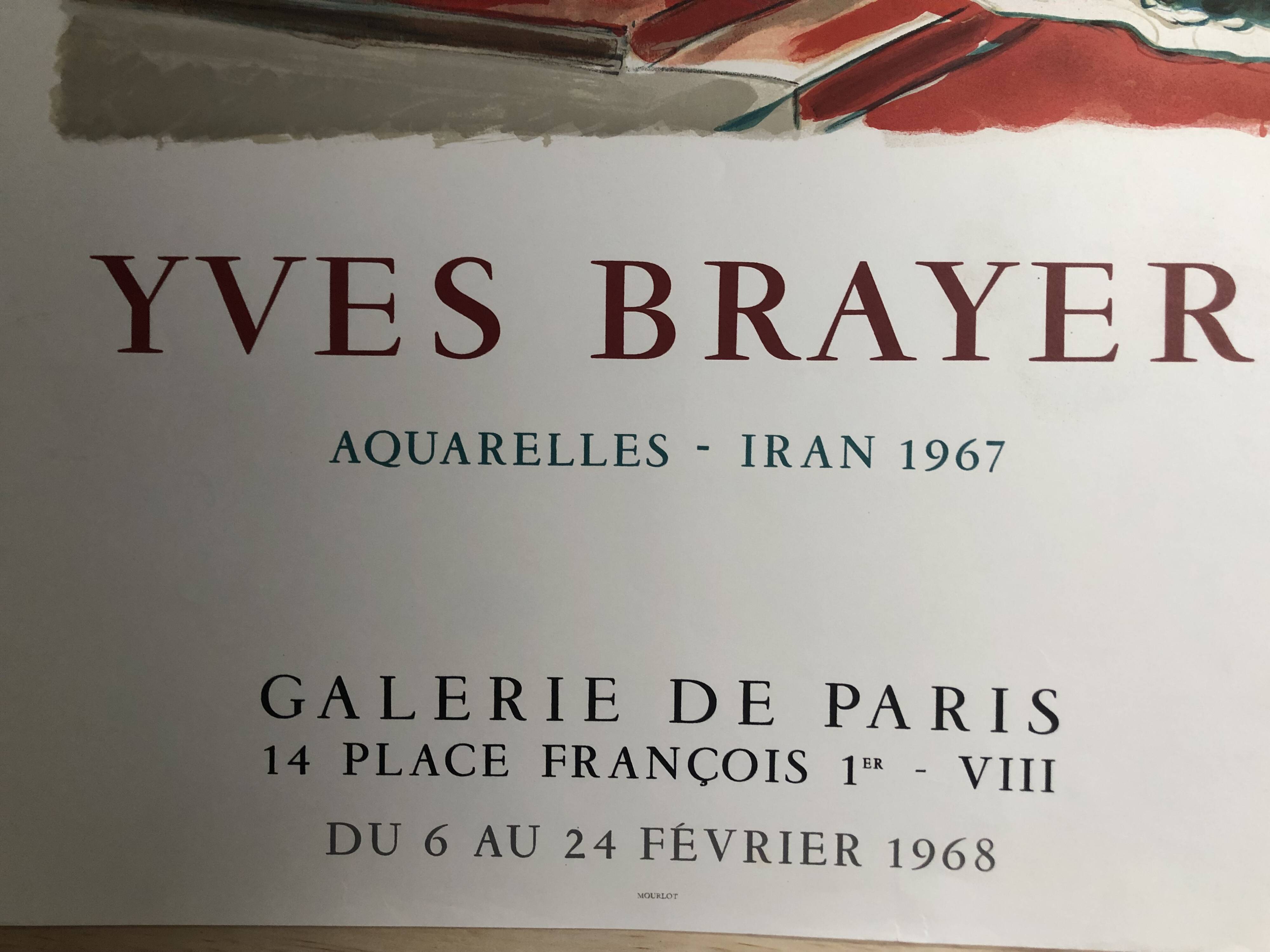 Poster yves brayer watercolors iran 1967 galerie de paris