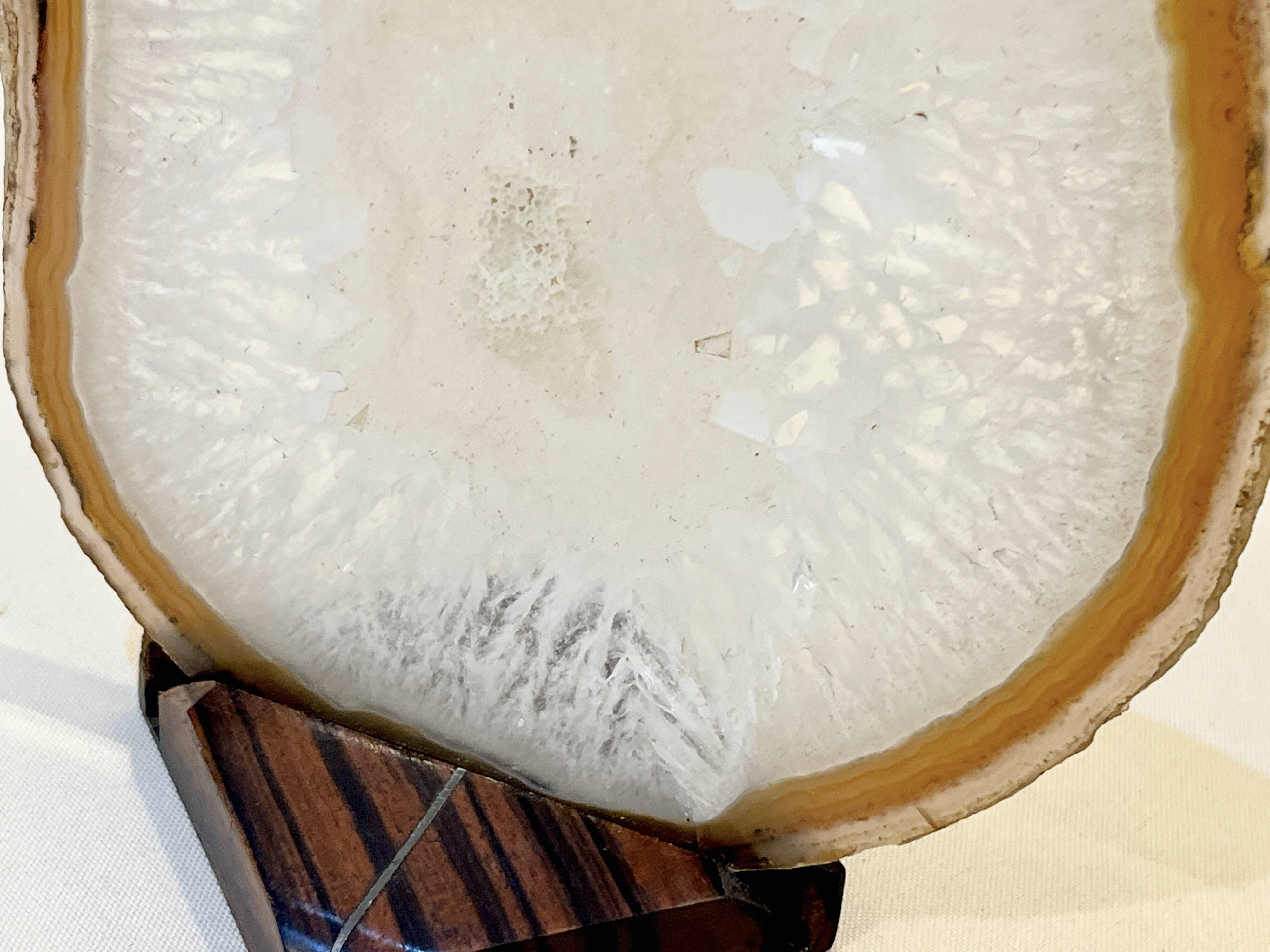 Agate slice on wooden base, 1970s, cabinet of curiosities