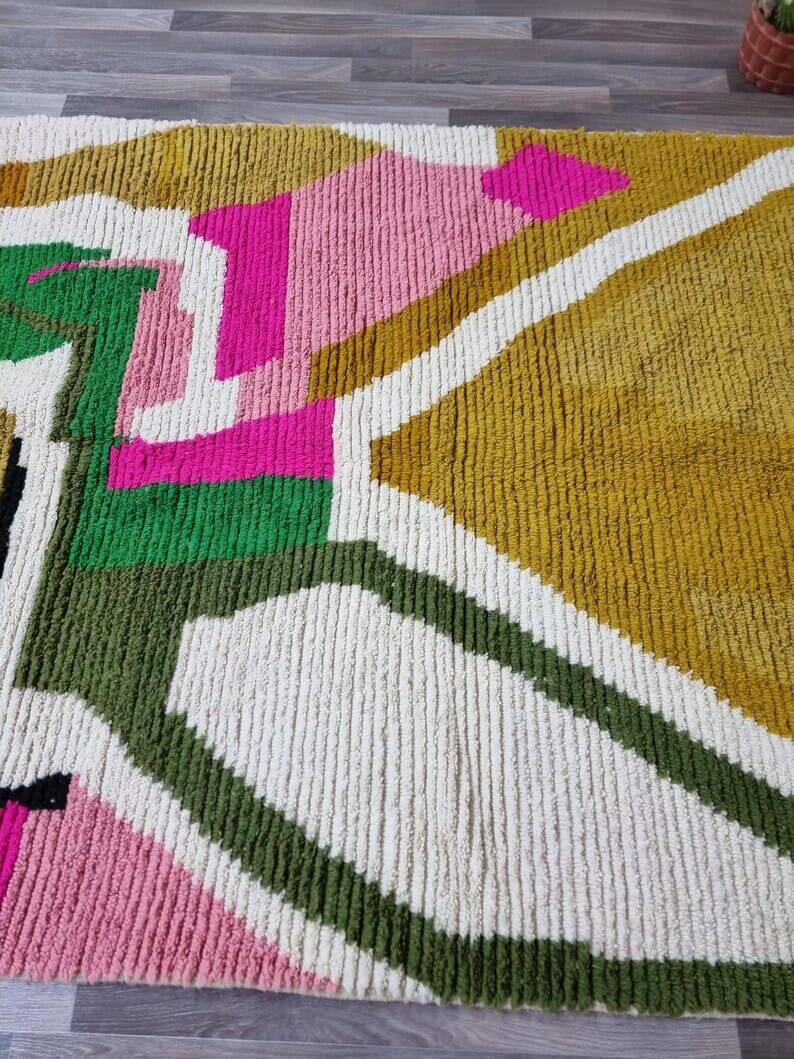 Traditional pure natural wool Berber rug size 100 x 200 cm