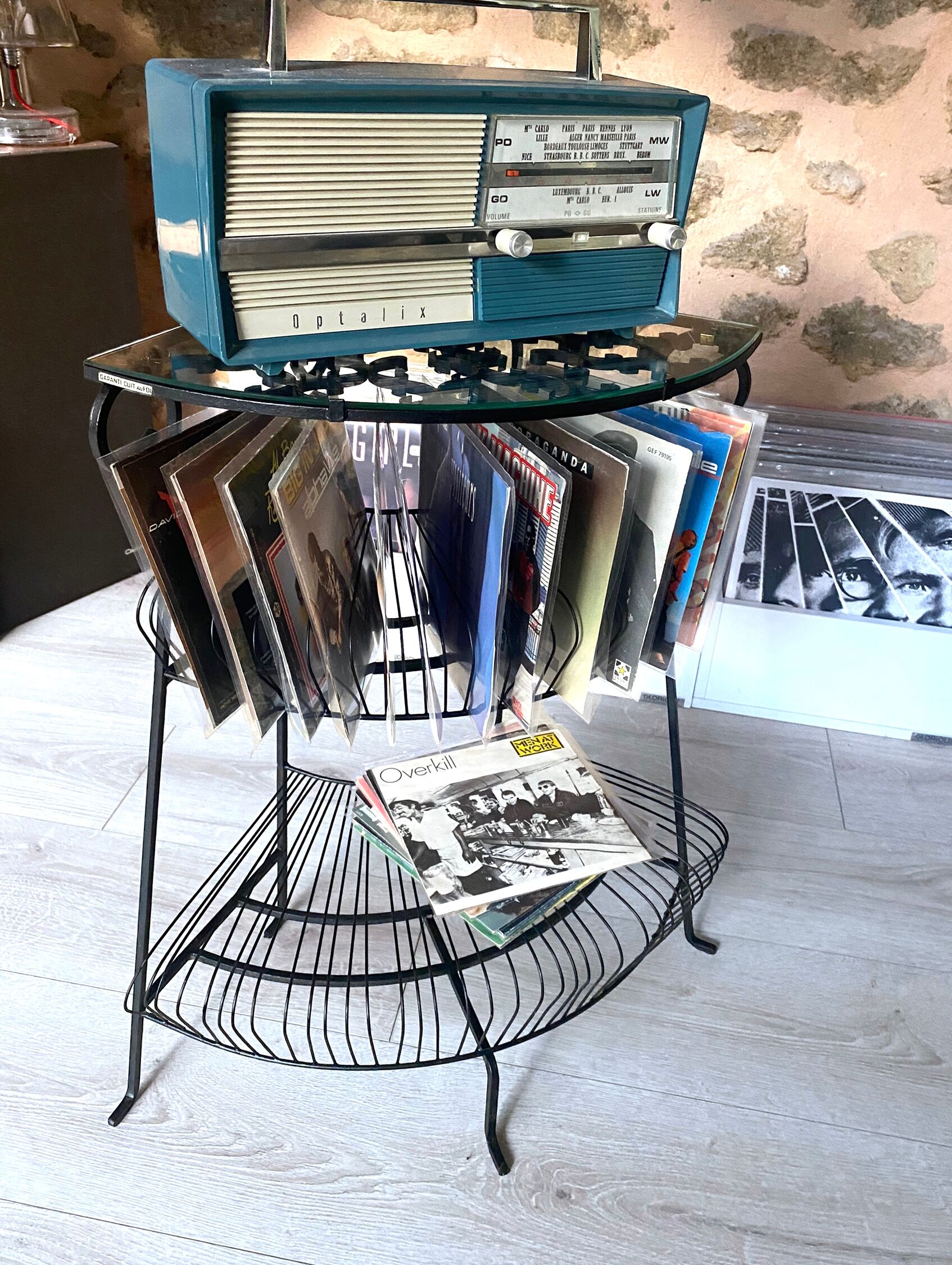 Vintage wrought iron corner shelf