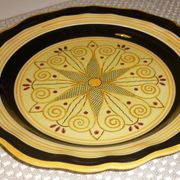 Flat black and yellow HB Quimper, 36 cm