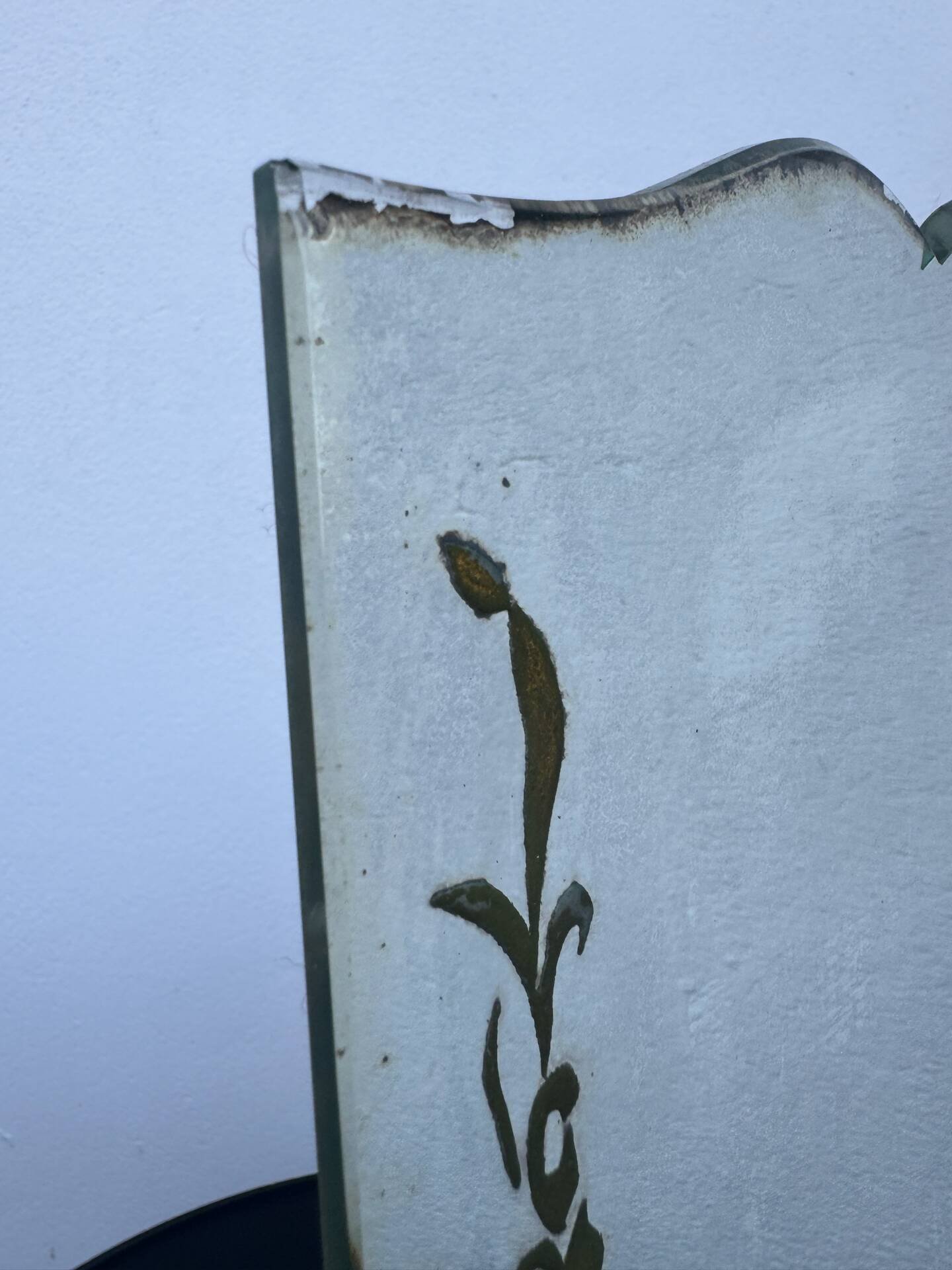 Art Deco engraved tabletop mirror