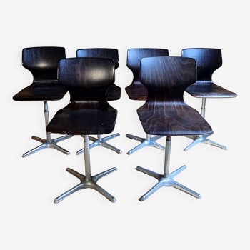 6 Pagwood Pagholz Flototo scalable chairs from the 70s