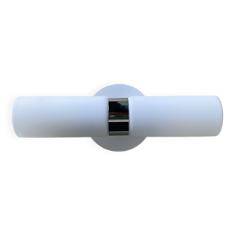 Lampe applique tube verre blanc et métal chromé luminaire vintage LAMP-7428