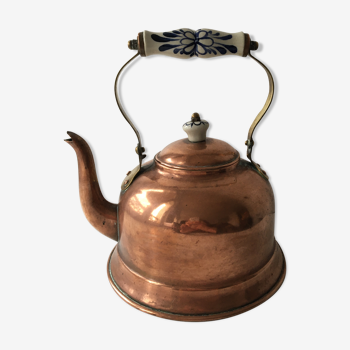 Copper and ceramic teapot