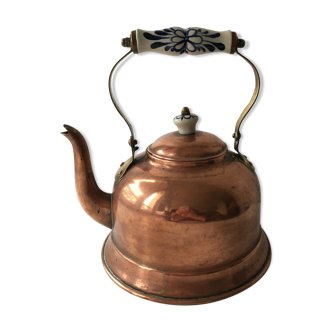 Copper and ceramic teapot
