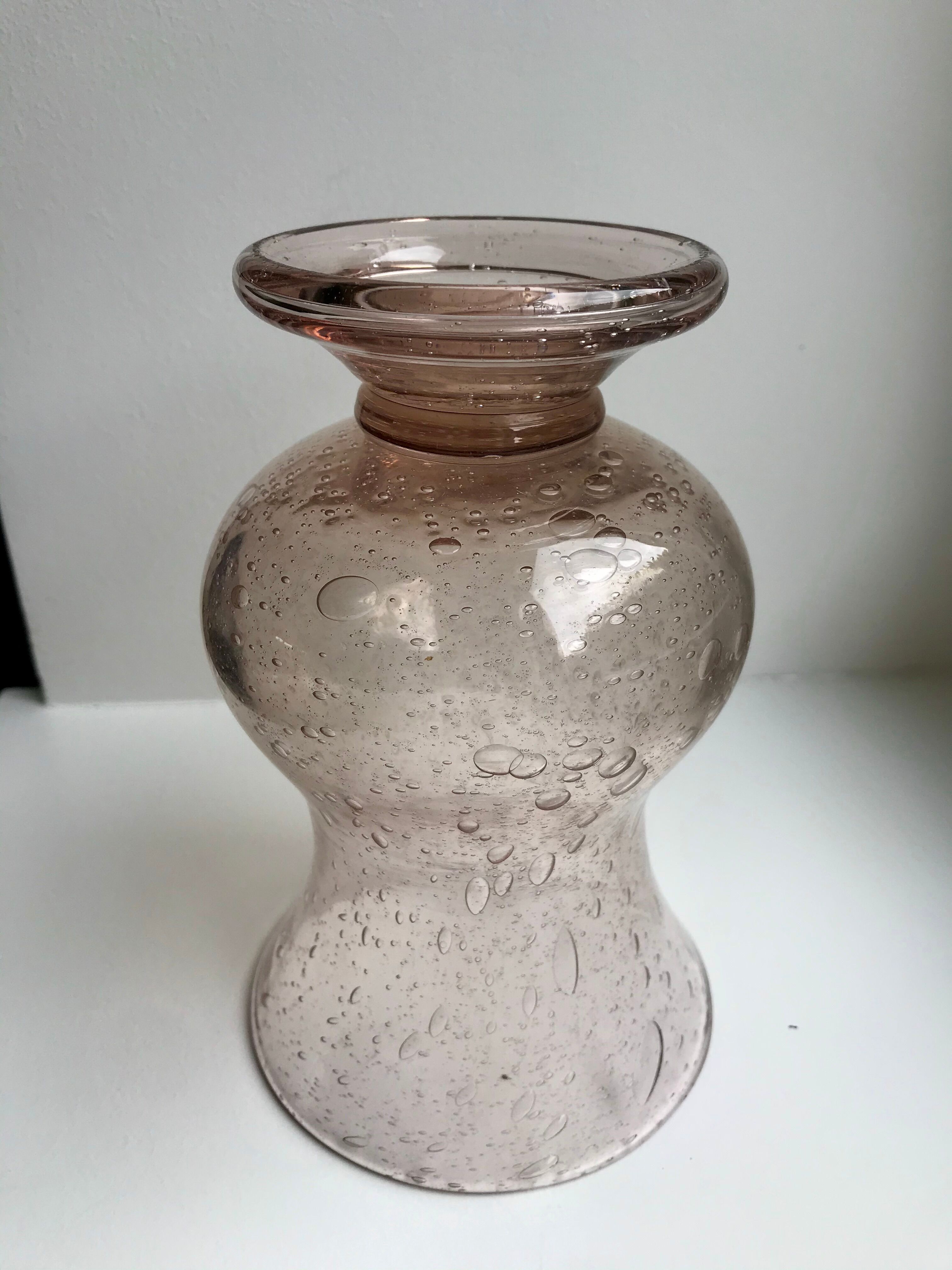 Bubbled glass vase from biot rose 60s-70s