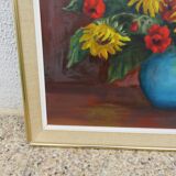 Tableau nature morte, tournesol, signé