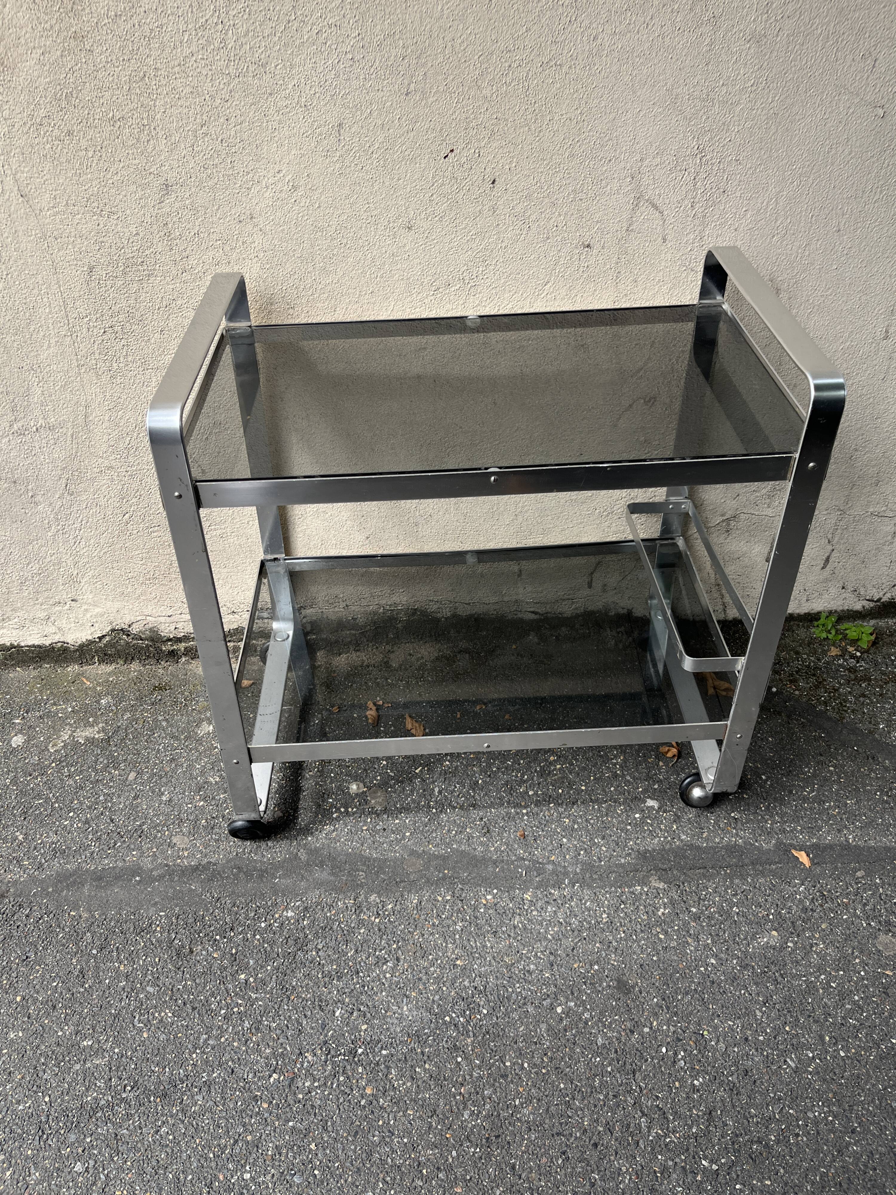 Vintage aluminum rolling trolley