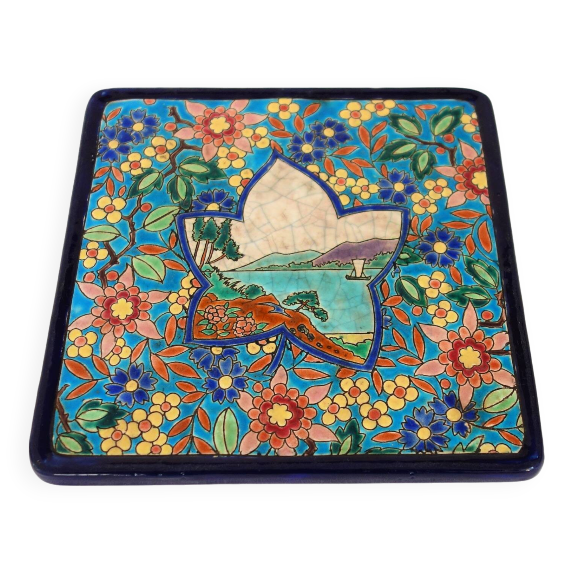 Vintage Longwy enamel trivet