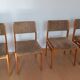 4 Scandinavian chairs in wood and patterned fabric, 1960s.