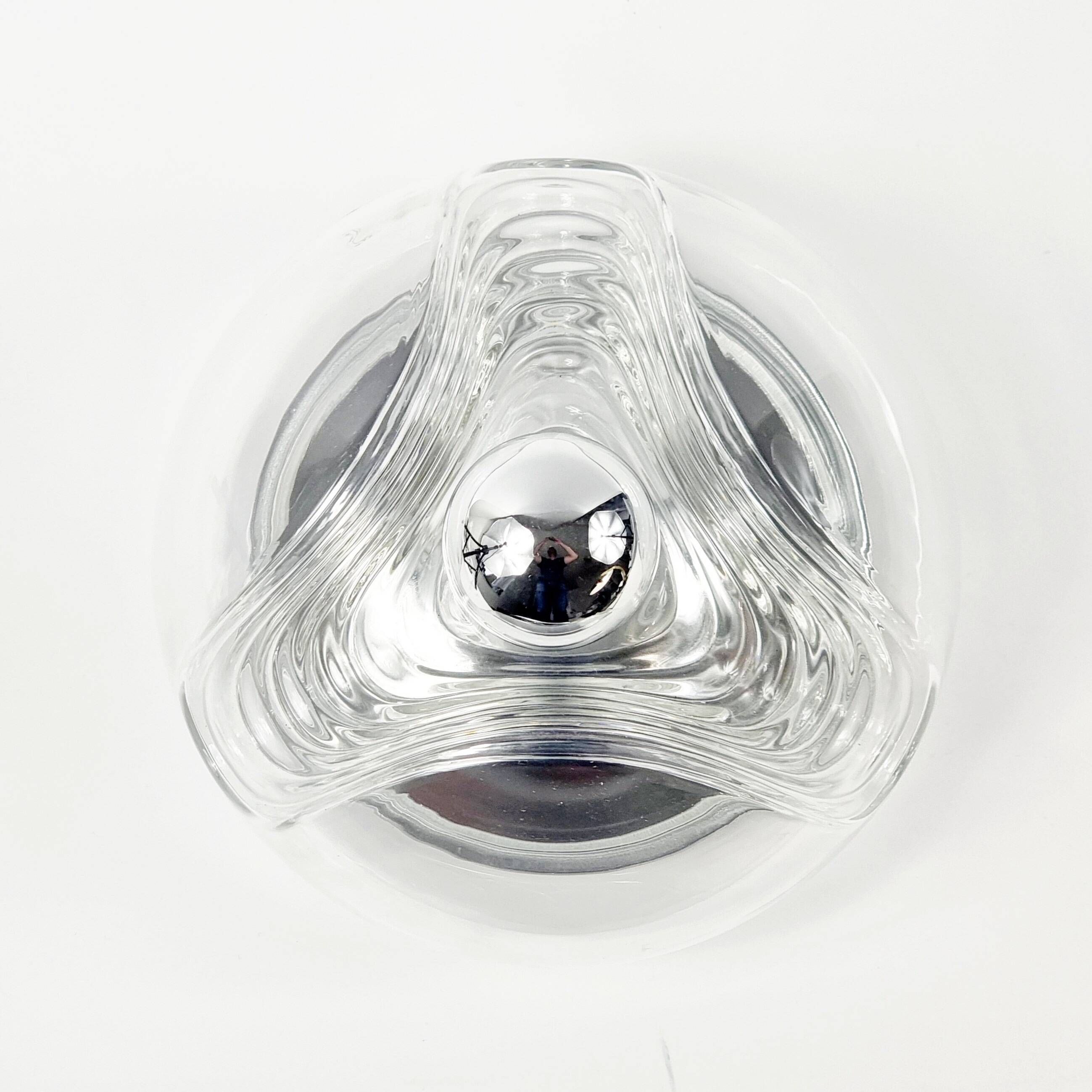 Large Mid-Century Modern Wave Flush Mount by Koch & Lowy for Peill & Putzler, Germany, 1960s/1970s