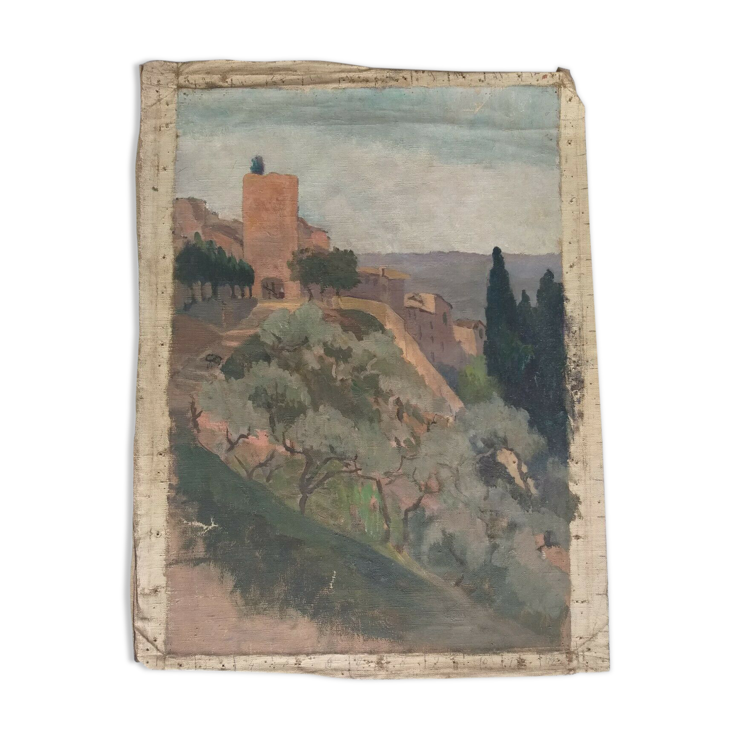 Huile sur toile par Guillot Rafaillac paysage du sud 1930