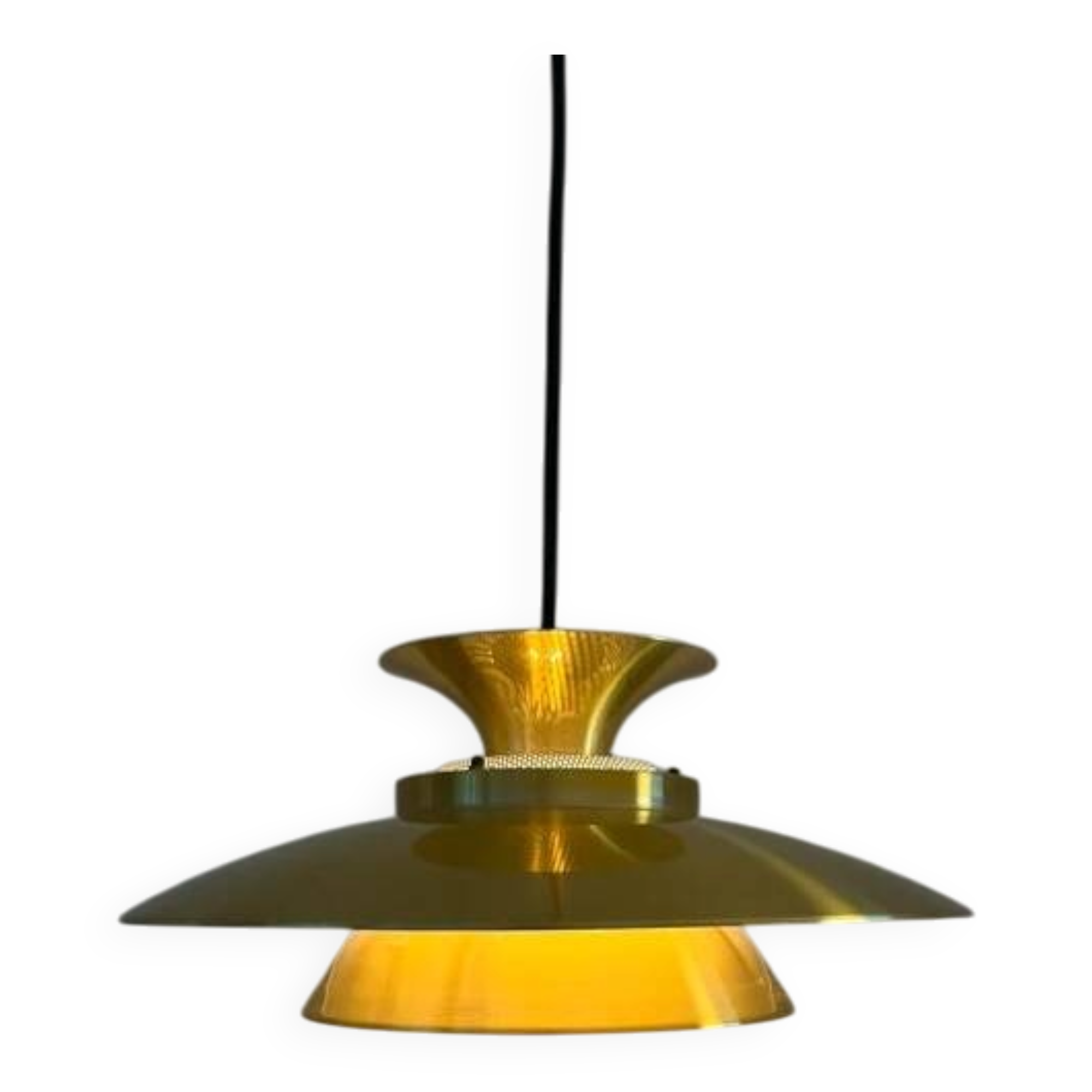 Lampe vintage danoise en or - pendentif multicouche