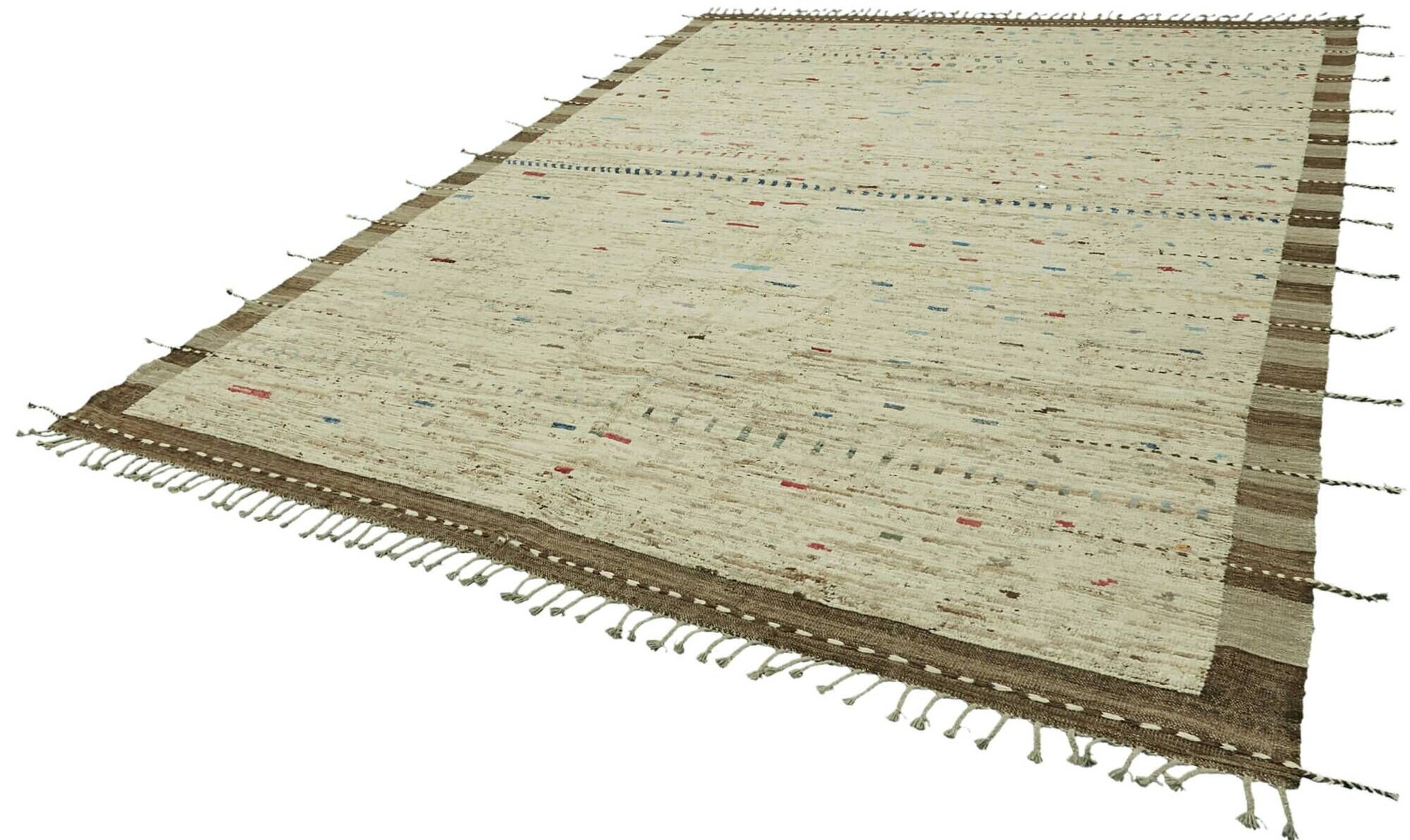 Handwoven Tribal One of a Kind 278 cm x 370 cm Beige Wool Carpet