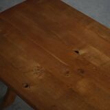 Solid oak dining table with cross base by Danish cabinetmaker, mid-20th century.