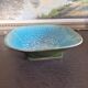 Square dish salad bowl bowl keraluc quimper ceramic turquoise blue cracked effect stamped with u