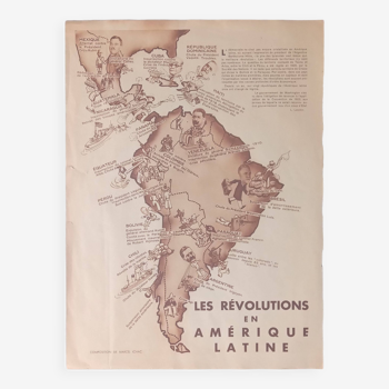 Affiche vintage des révolutions d'Amérique du sud