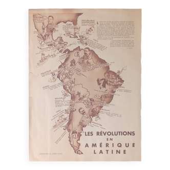 Affiche vintage des révolutions d'Amérique du sud