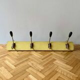 Vintage yellow wall coat rack - four hooks - 1950s