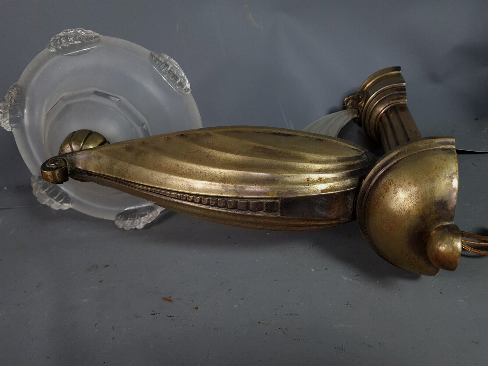 Art Deco bronze & glass wall lamp