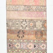 Tapis Runner Vintage Patchwork,Motifs Tribaux,Tons Pastel & Terre,66x265 cm