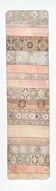 Tapis Runner Vintage Patchwork, Motifs Tribaux, Tons Pastel & Terre, 66x265 cm