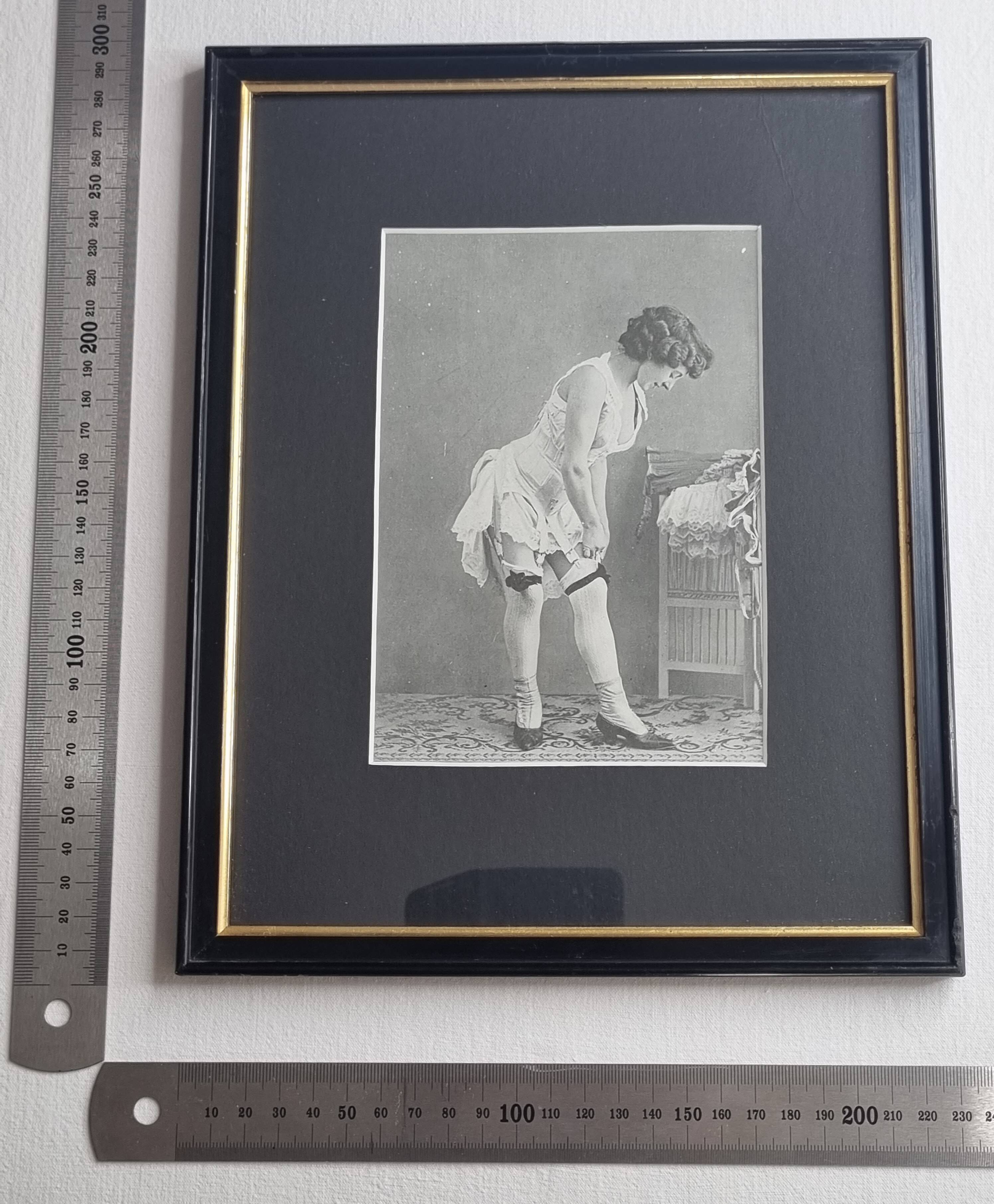 Original photogravure on glossy paper, Model in stockings and shoes 1900