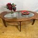 Table basse organique en teck et verre, années 1960