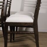 Set of 4 modernist chairs in oak and bouclé fabric, 1940