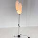 1970s chrome & wood floor lamp, restored , czechoslovakia